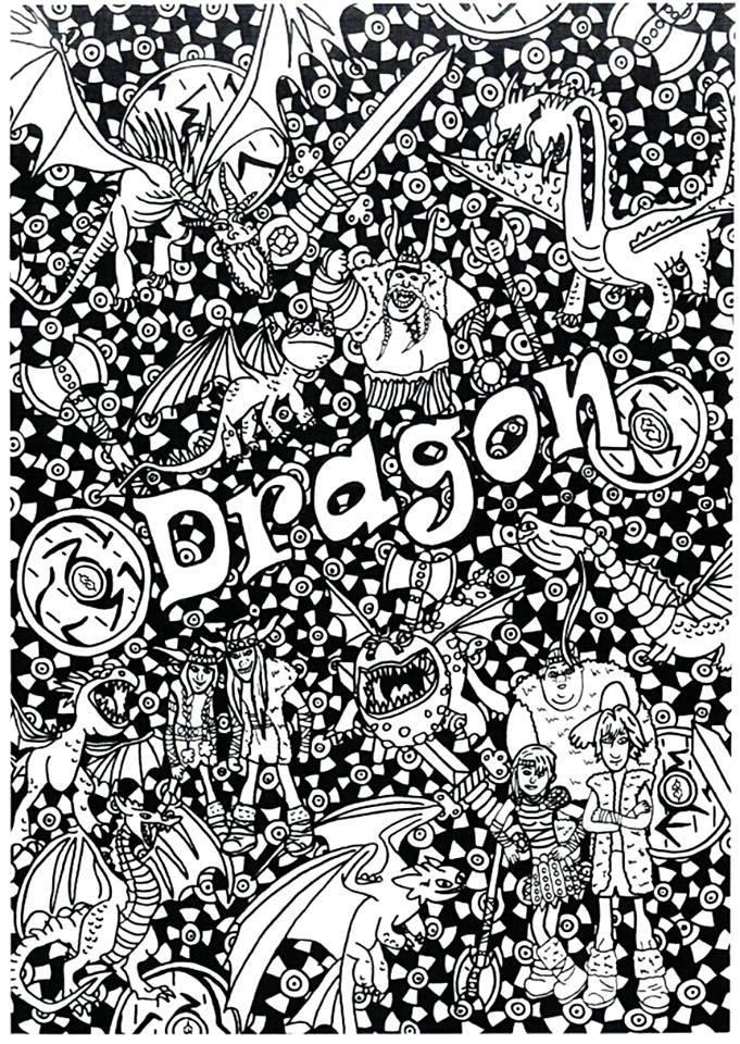 dragAµes e vikings Página para colorir dragAµes e vikings