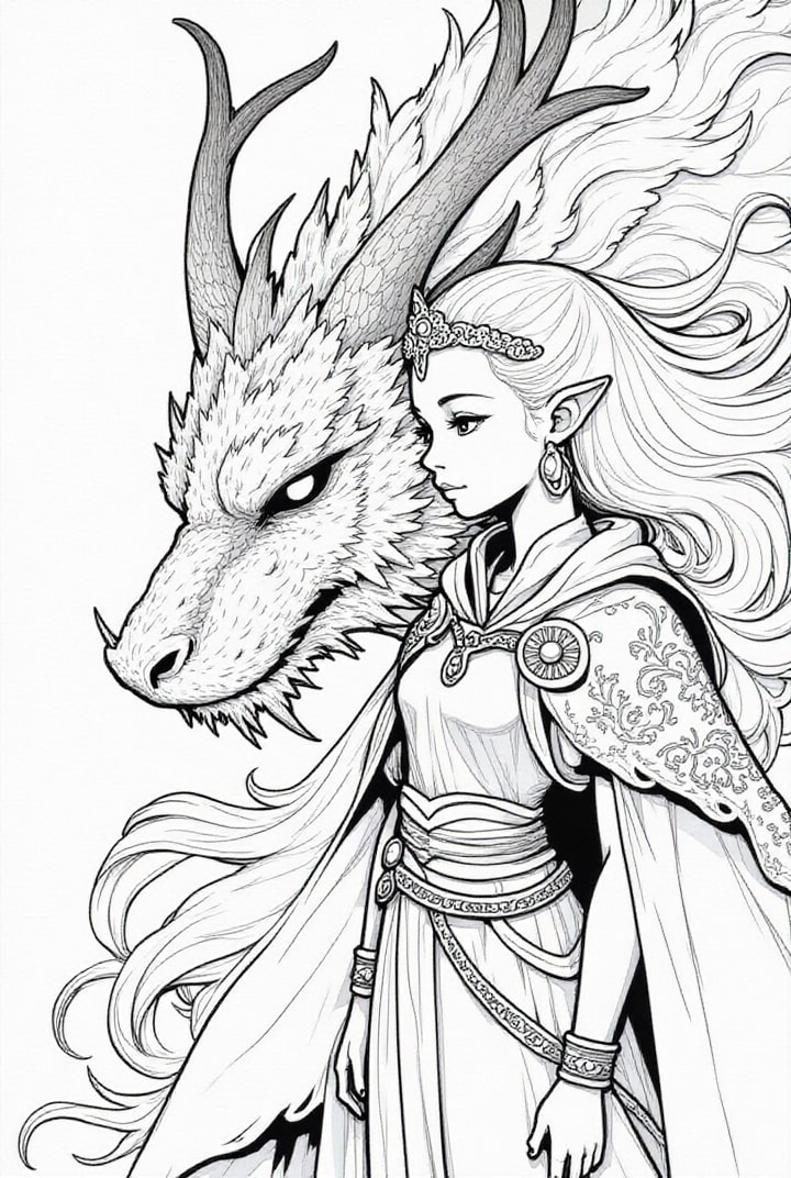 dragA£o com princesa guerreira Página para colorir dragA£o com princesa guerreira