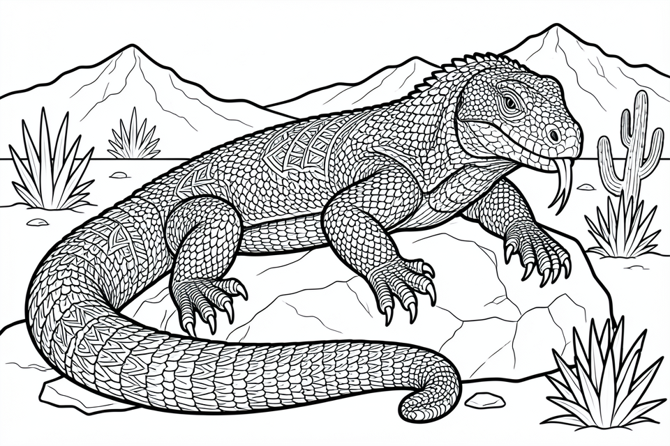Página para colorir dragA£o de komodo