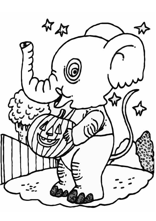 elefante de halloween Página para colorir elefante de halloween