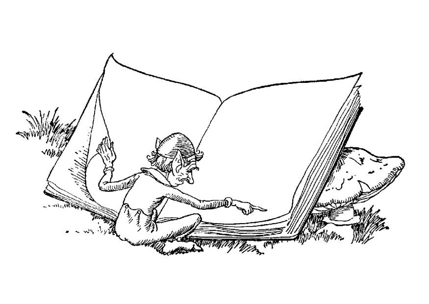 elfo com um livro Página para colorir elfo com um livro