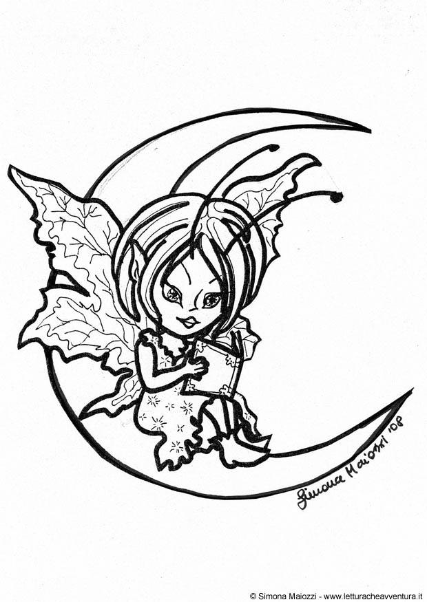 elfo na lua Página para colorir elfo na lua