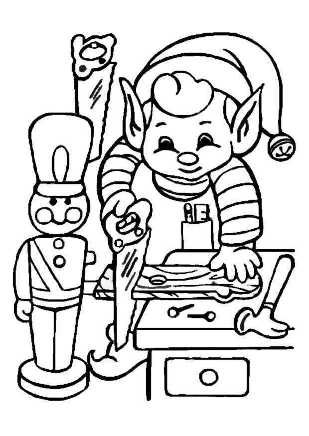 elfo trabalhando Página para colorir elfo trabalhando