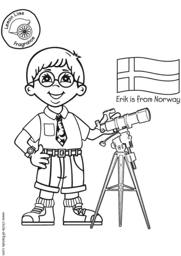 erik com a bandeira da noruega Página para colorir erik com a bandeira da noruega