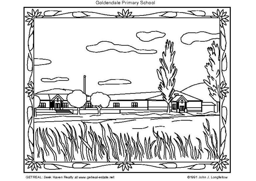 escola de ensino fundamental americana Página para colorir escola de ensino fundamental americana