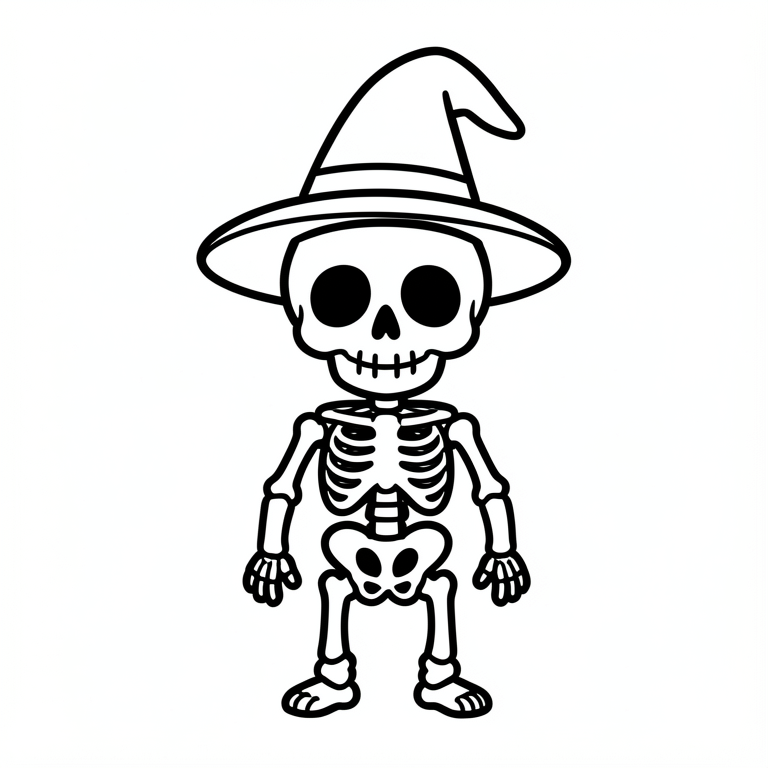 esqueleto fofo de halloween Página para colorir esqueleto fofo de halloween