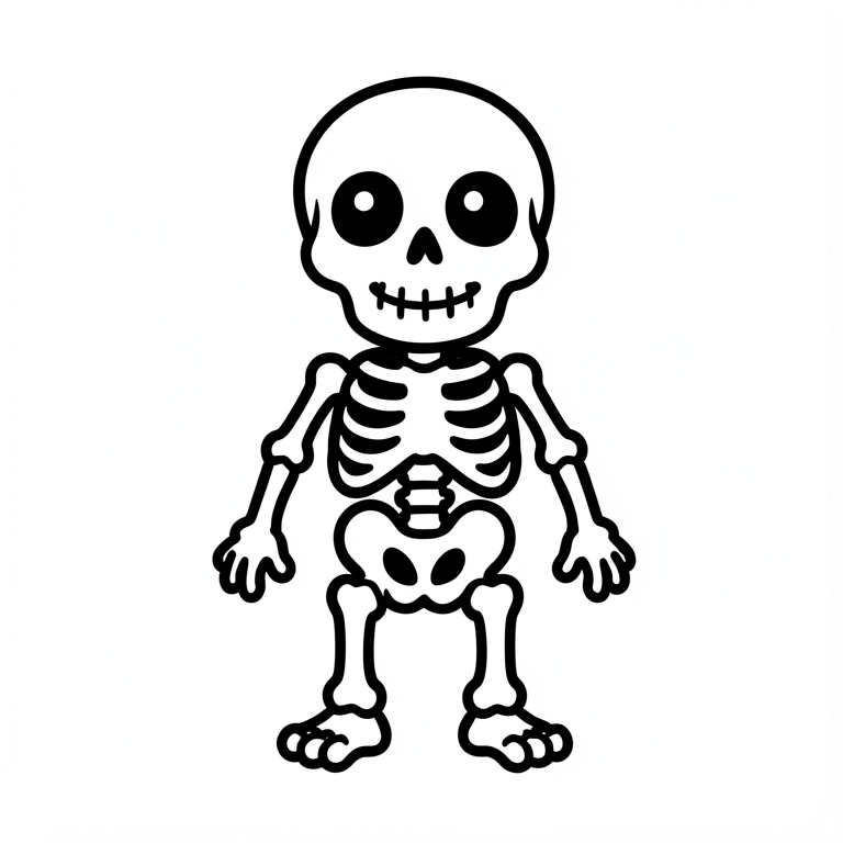 esqueleto fofo de halloween Página para colorir esqueleto fofo de halloween