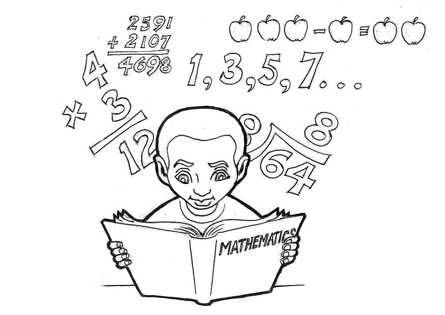 Página para colorir estudando matemA¡tica 