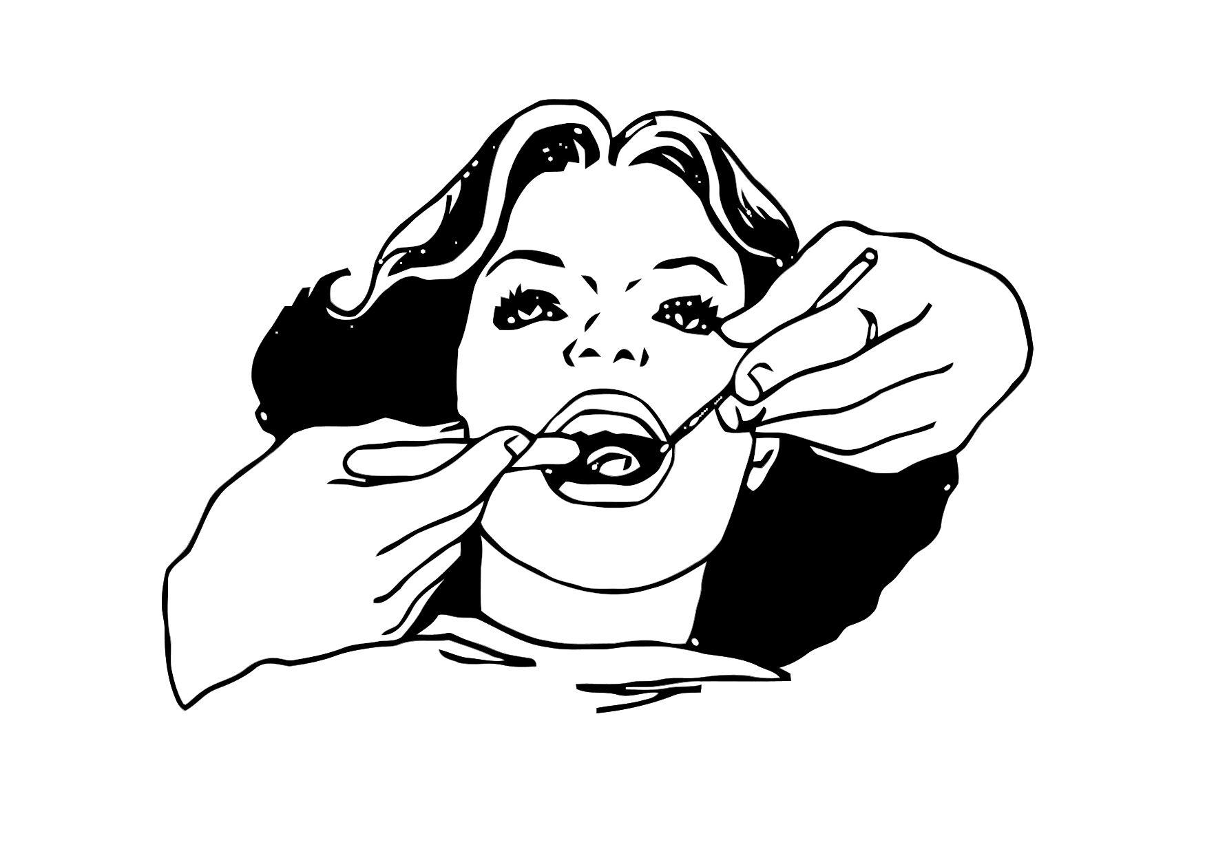 exame dental Página para colorir exame dental