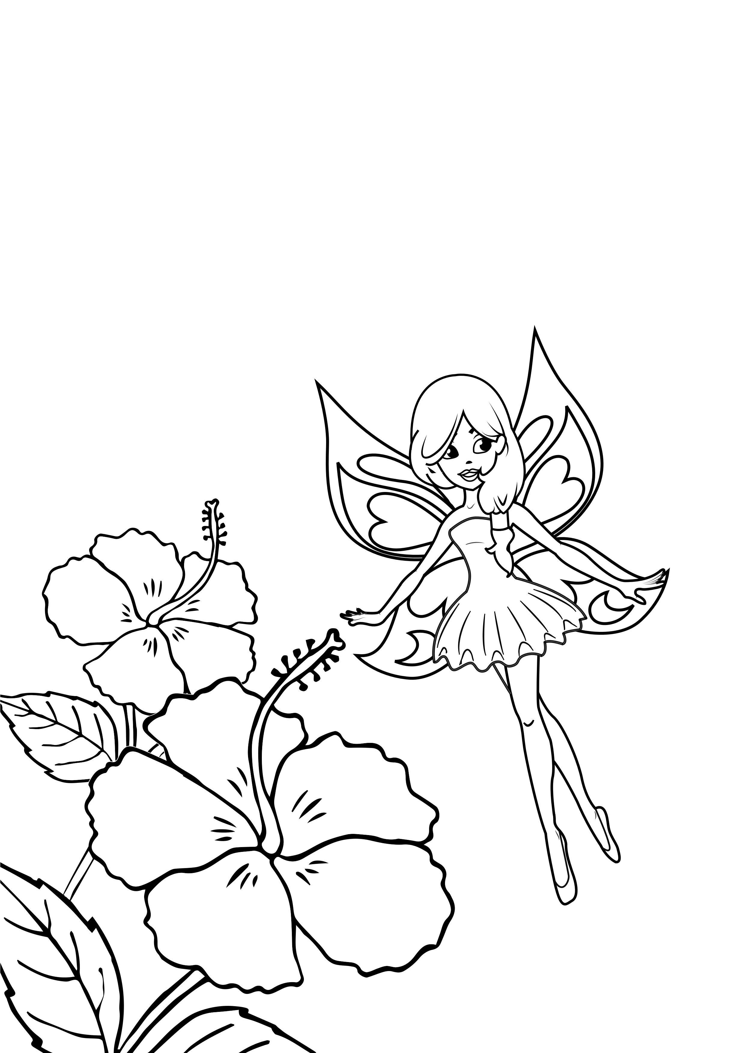 fada com flores Página para colorir fada com flores