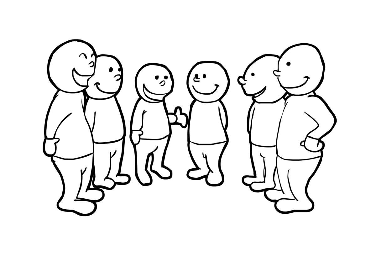 falar em grupo (2) Página para colorir falar em grupo (2)