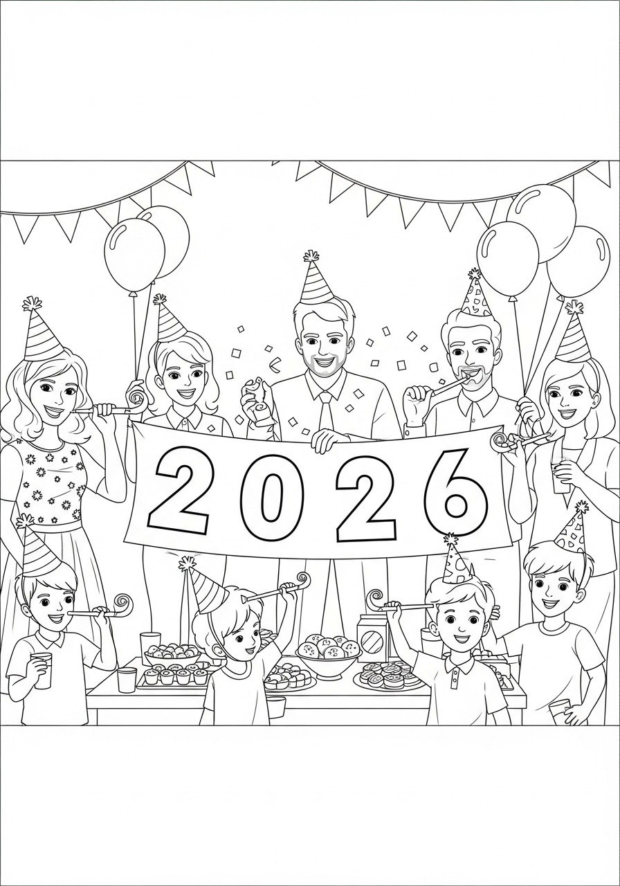 feliz ano novo de 2026 Página para colorir feliz ano novo de 2026