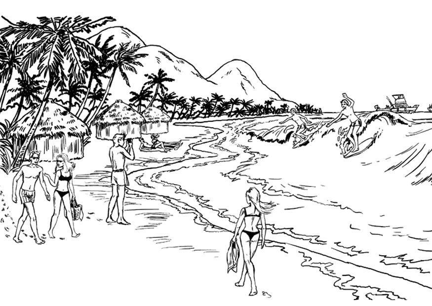 fA©rias na praia Página para colorir fA©rias na praia