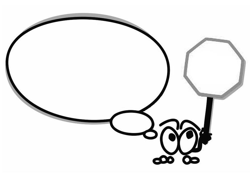 figurinha com balA£o de diA¡logo e uma placa de pare Página para colorir figurinha com balA£o de diA¡logo e uma placa de pare