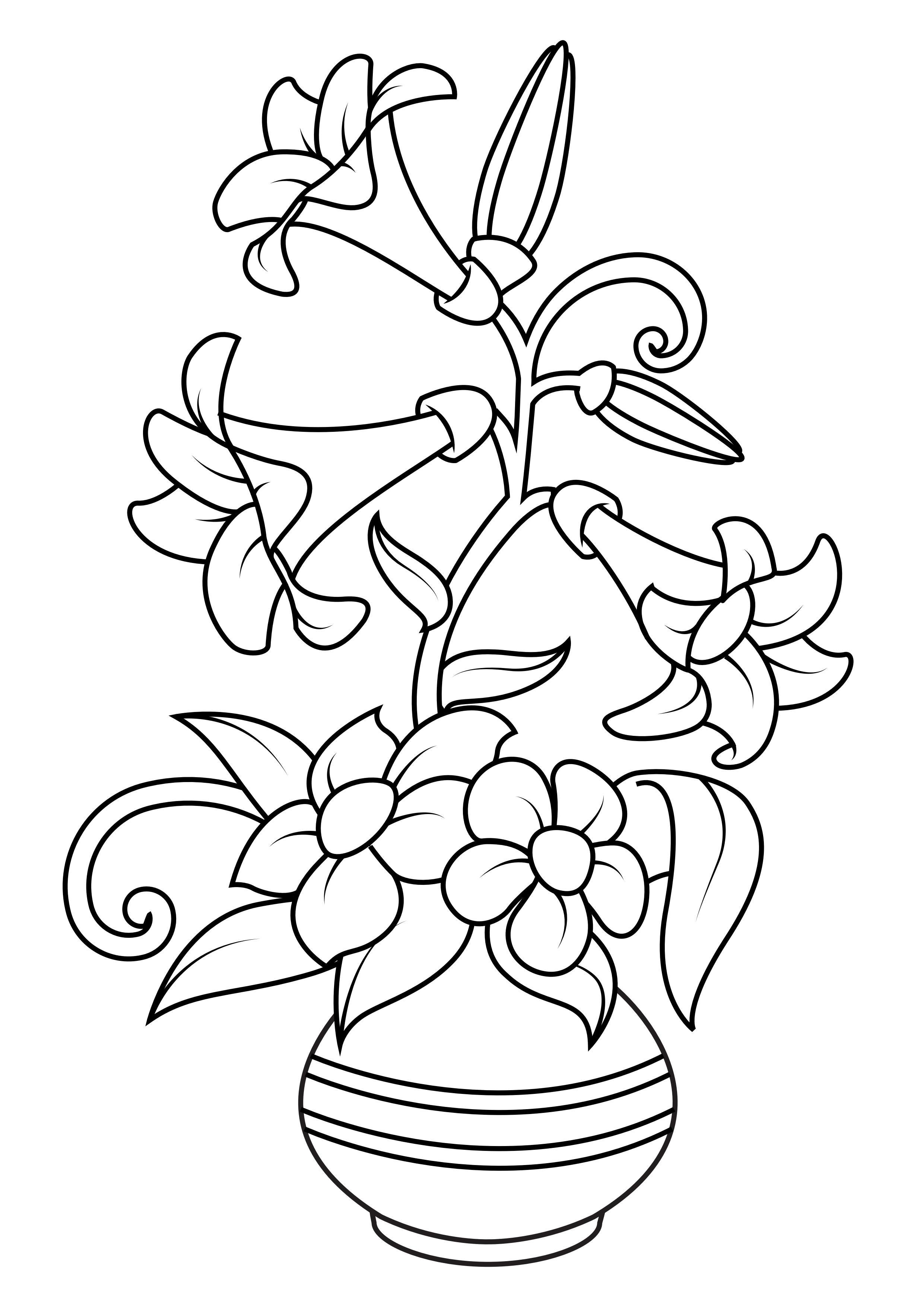 flores em vaso Página para colorir flores em vaso
