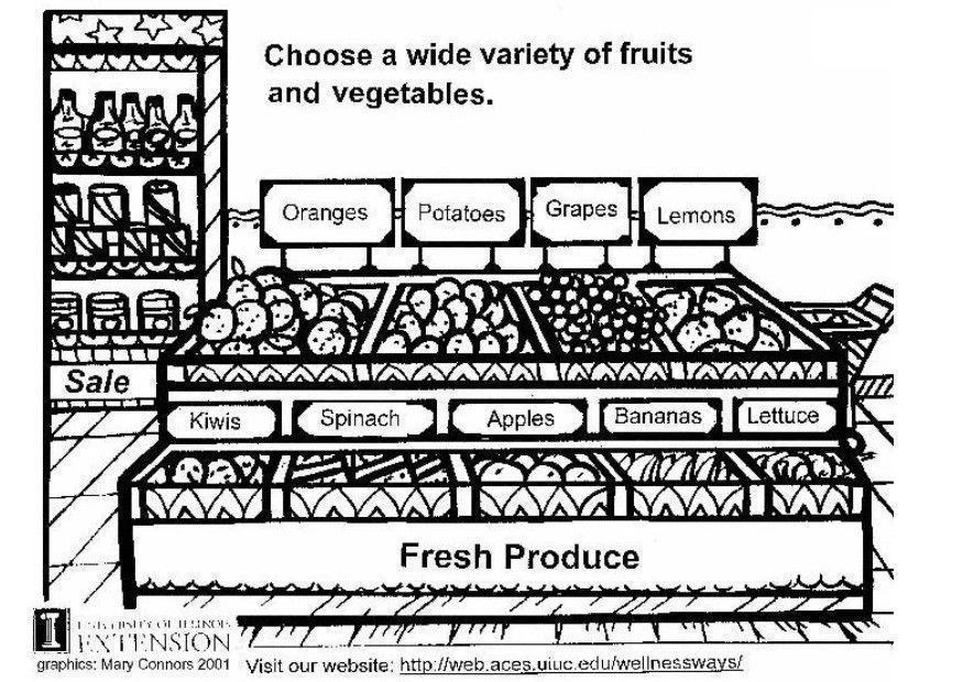 frutas e verduras frescas Página para colorir frutas e verduras frescas
