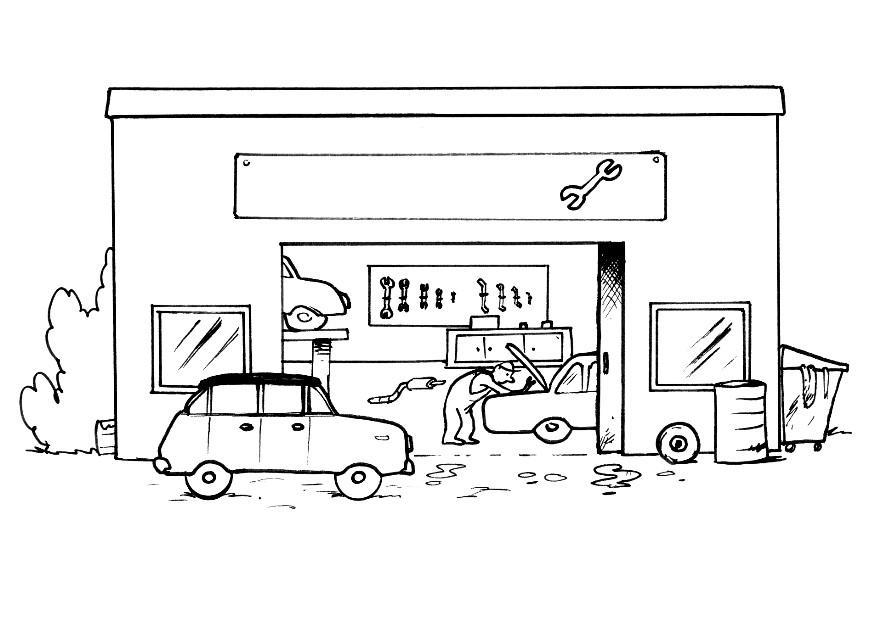 garagem - sem o texto Página para colorir garagem - sem o texto