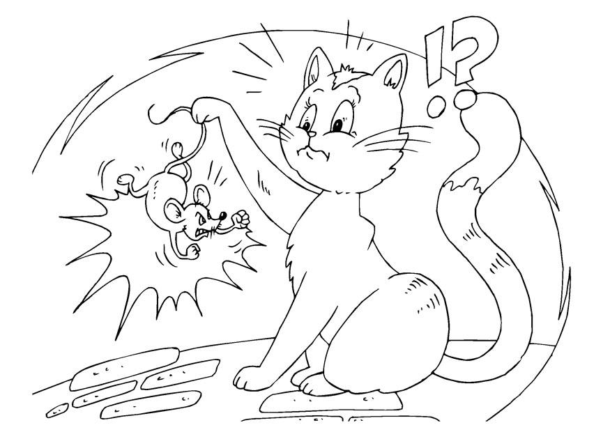 gato e rato Página para colorir gato e rato