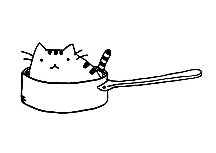 gato na panela Página para colorir gato na panela