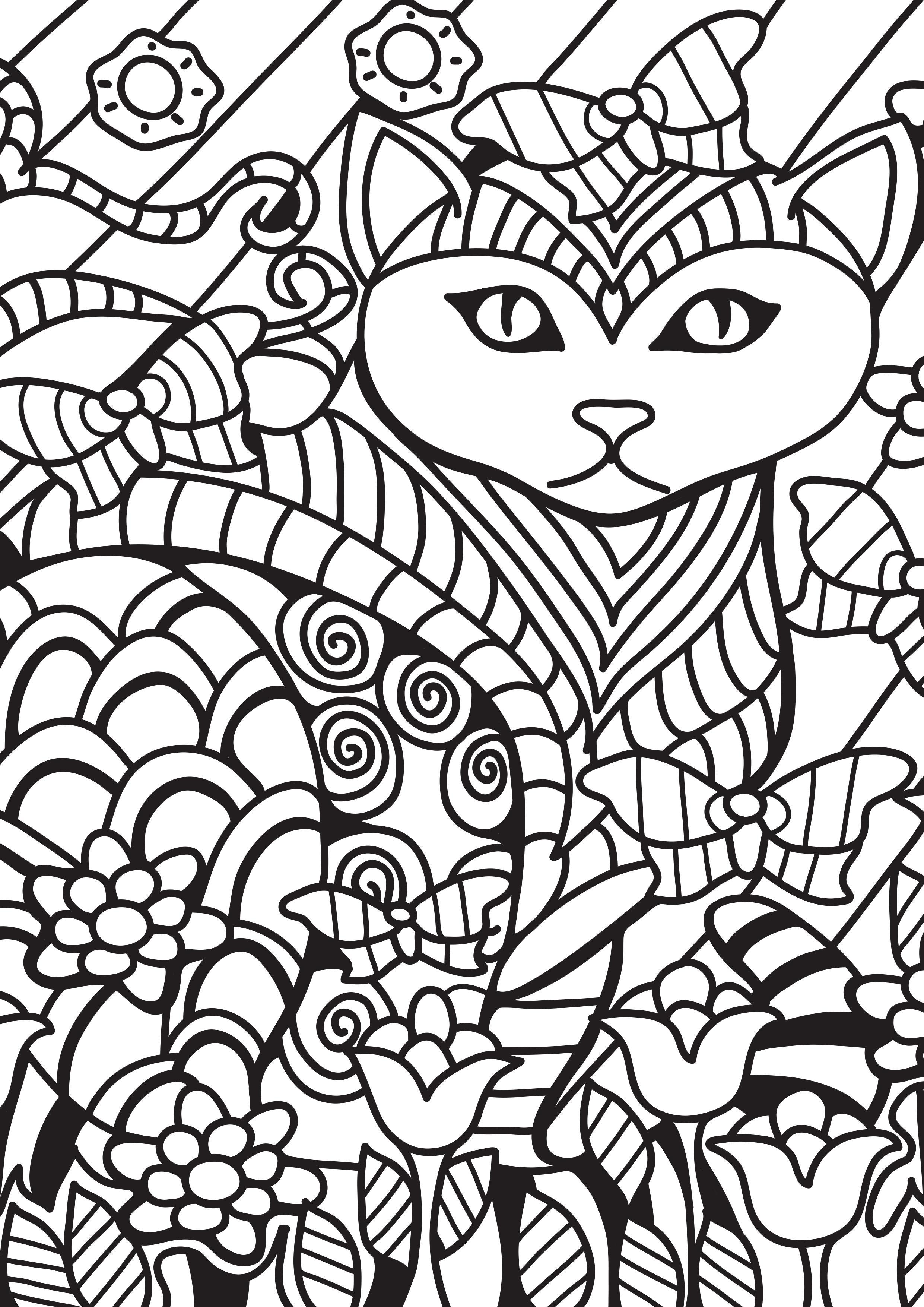 gato no jardim Página para colorir gato no jardim
