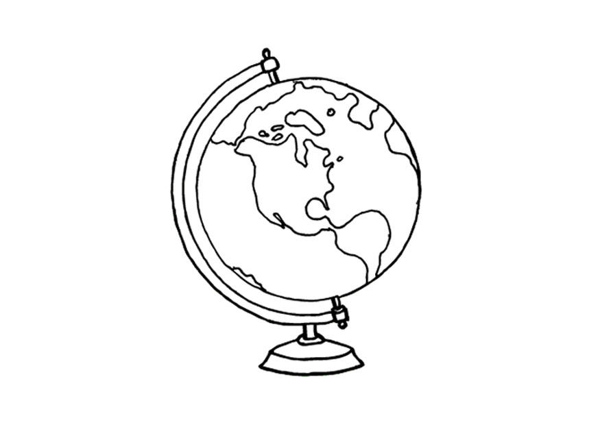 Página para colorir globo terrestre