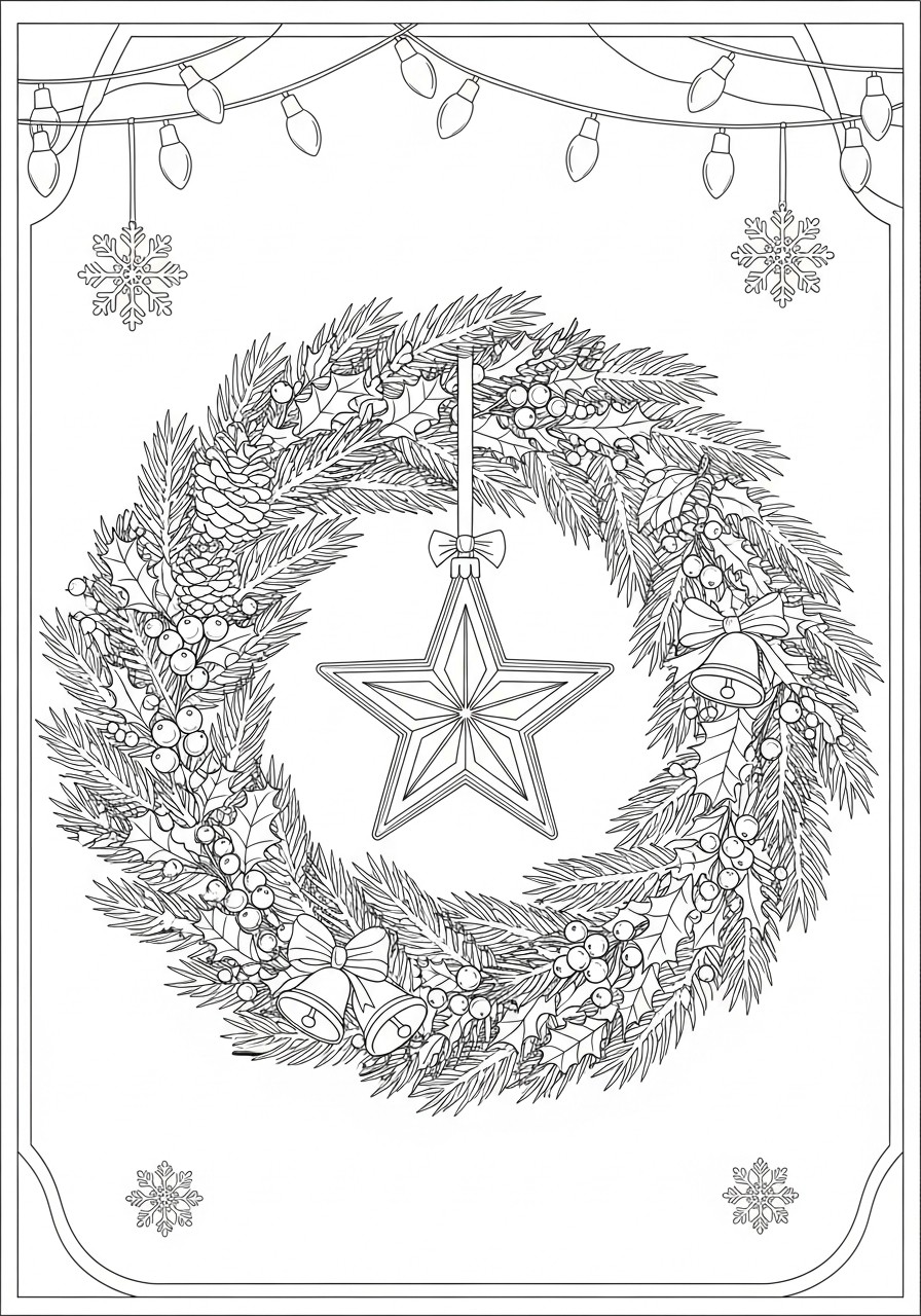 guirlanda de natal com estrela Página para colorir guirlanda de natal com estrela
