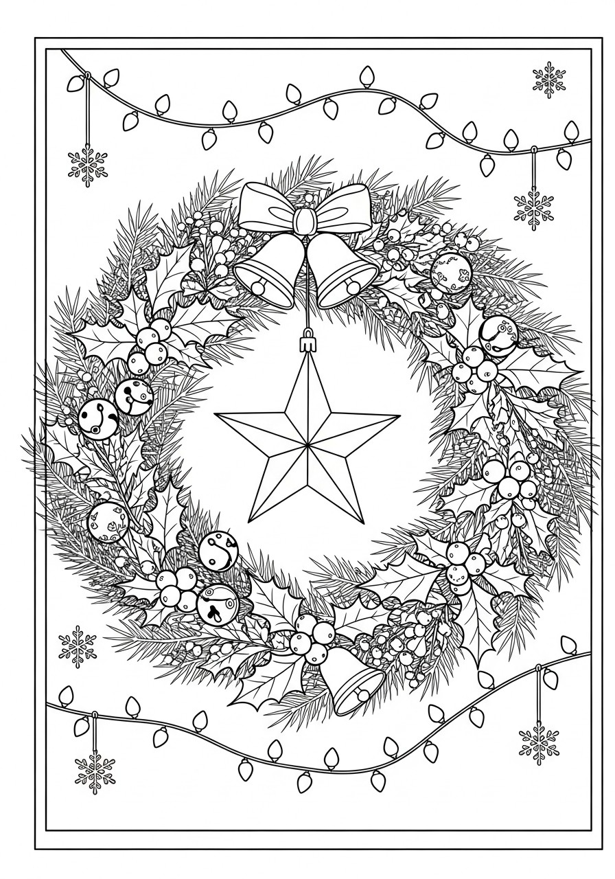 guirlanda de natal com estrela Página para colorir guirlanda de natal com estrela