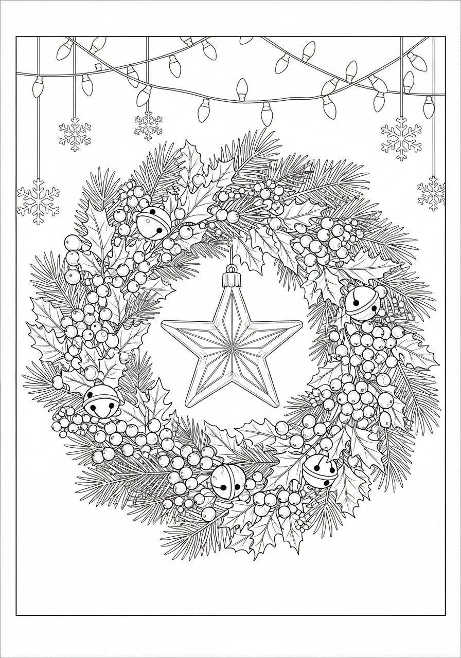 guirlanda de natal com sinos Página para colorir guirlanda de natal com sinos