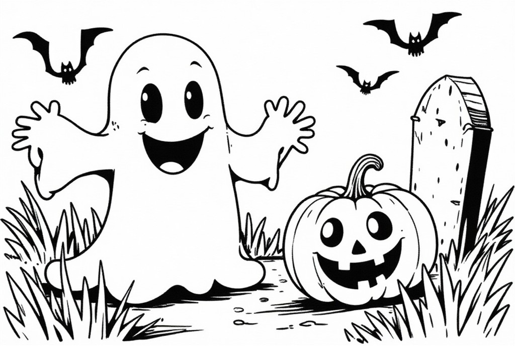 halloween no cemitA©rio Página para colorir halloween no cemitA©rio