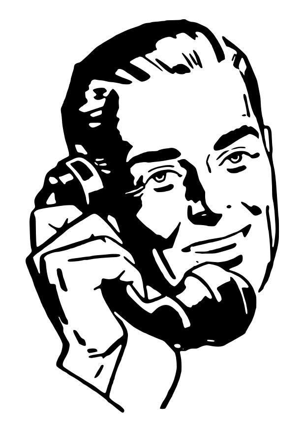 homem ao telefone Página para colorir homem ao telefone