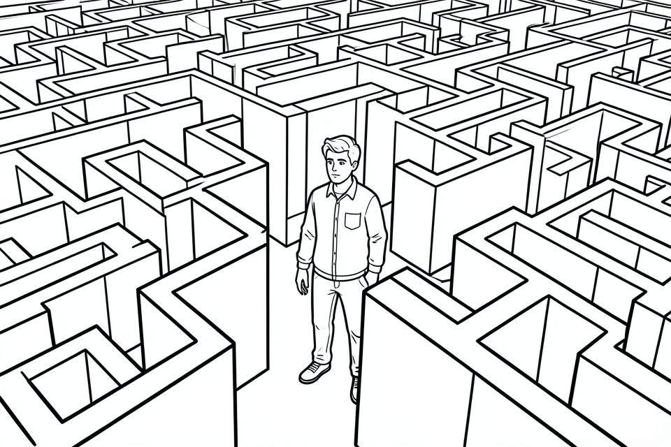 homem em um labirinto Página para colorir homem em um labirinto
