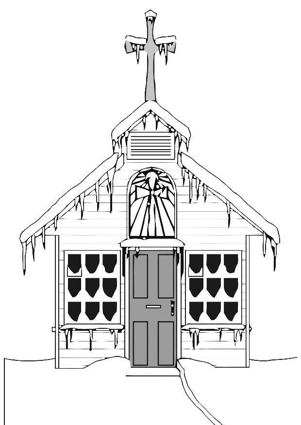 igreja no inverno Página para colorir igreja no inverno
