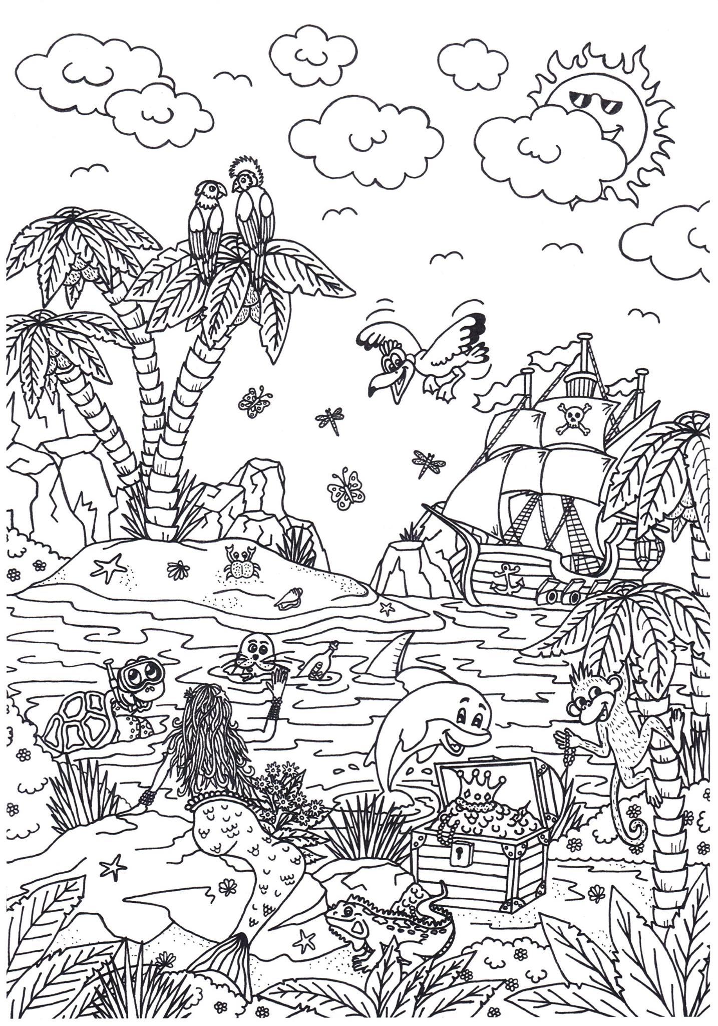 ilha de conto de fadas Página para colorir ilha de conto de fadas