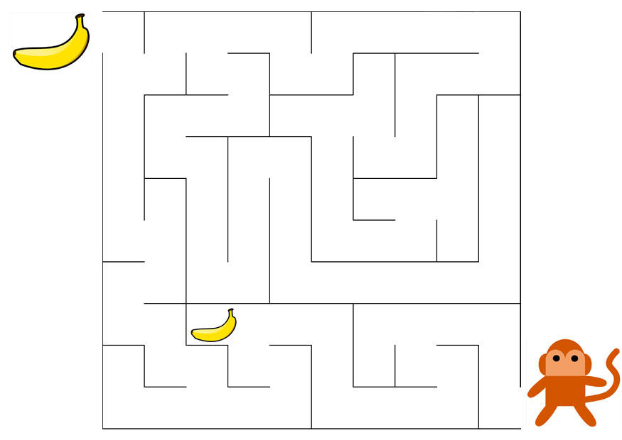 imagem labirinto - macaco e banana