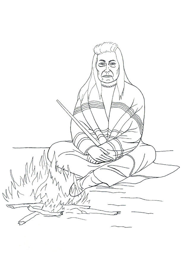Andio perto da fogueira Página para colorir Andio perto da fogueira