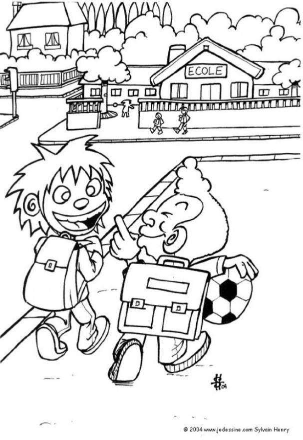 indo para a escola Página para colorir indo para a escola
