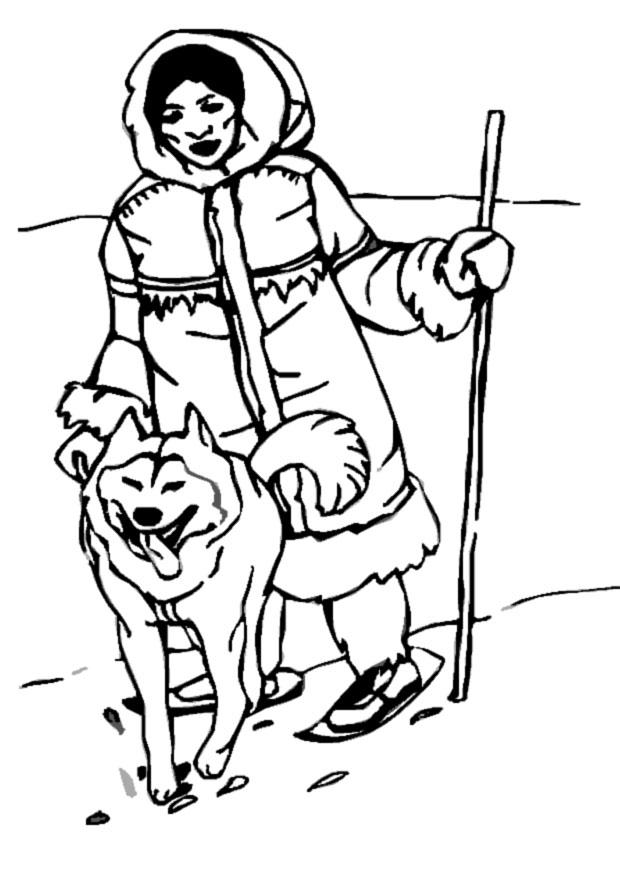 Página para colorir inuit - esquimA³ 