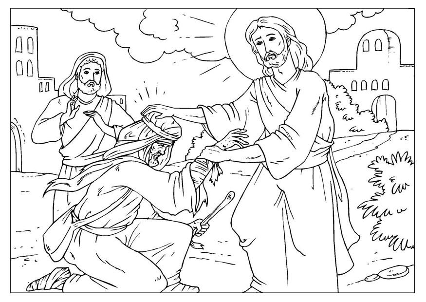 Página para colorir jesus cura