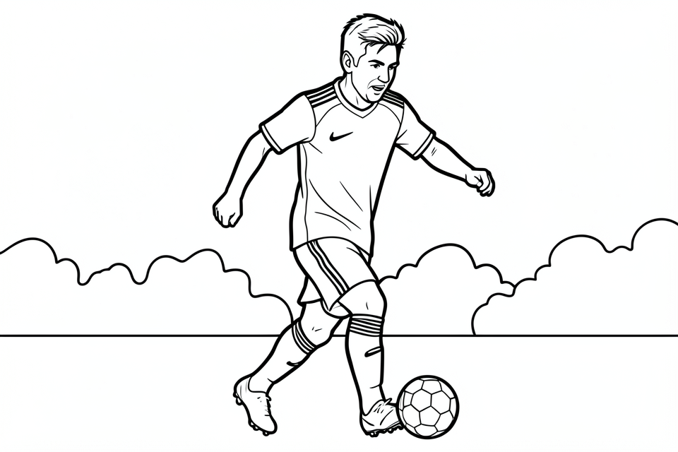 jogador de futebol em aA§A£o Página para colorir jogador de futebol em aA§A£o