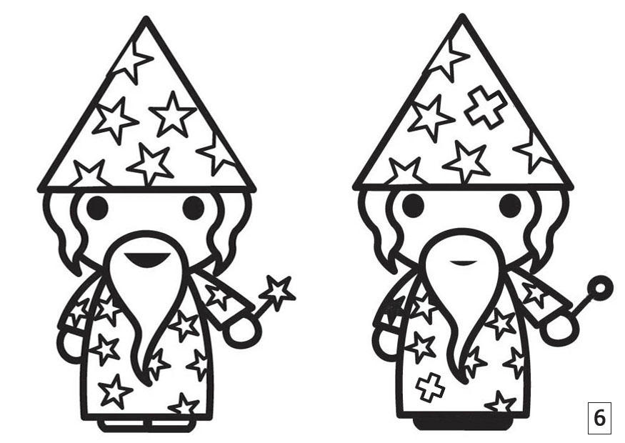 Página para colorir jogo dos erros - magos