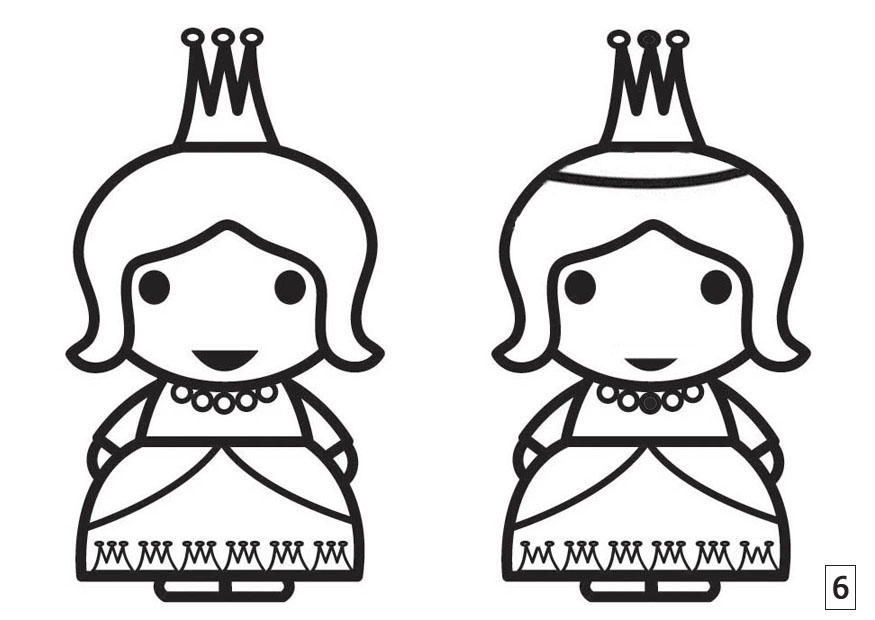 jogo dos erros - princesas Página para colorir jogo dos erros - princesas