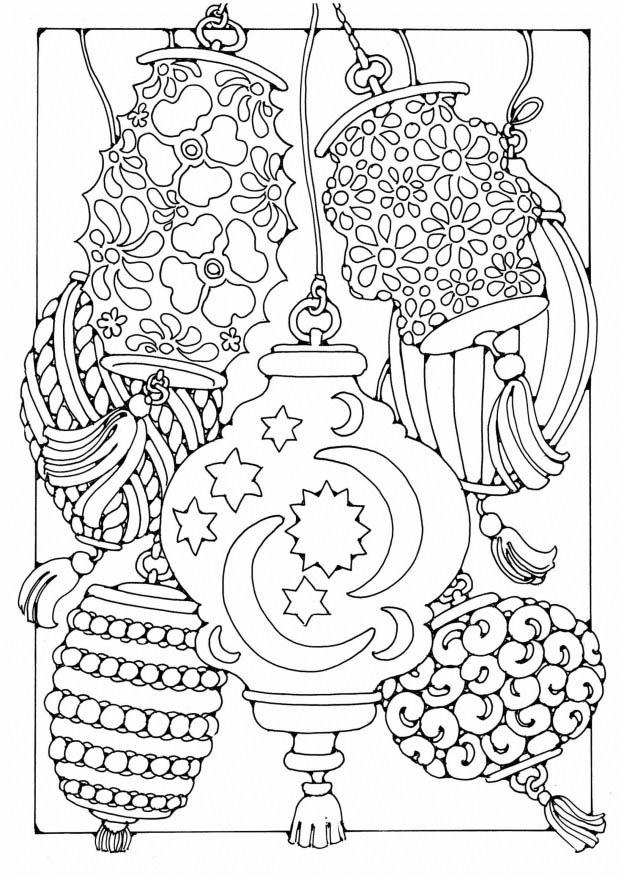 lanternas Página para colorir lanternas