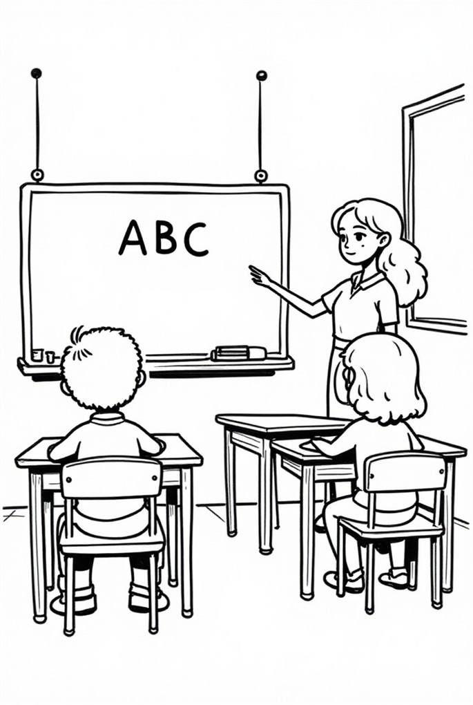 lendo em sala de aula Página para colorir lendo em sala de aula