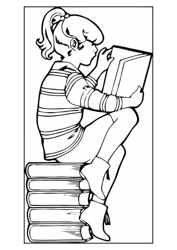 lendo um livro Página para colorir lendo um livro