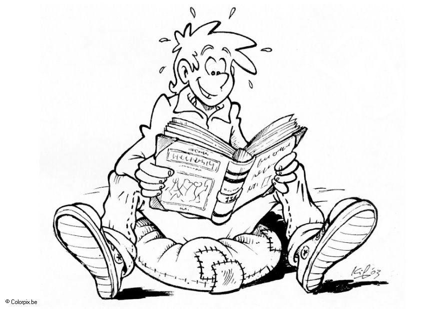ler um livro Página para colorir ler um livro