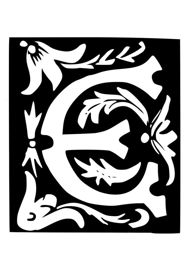 letra decorativa - e Página para colorir letra decorativa - e