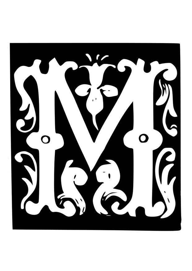 letra decorativa - m Página para colorir letra decorativa - m