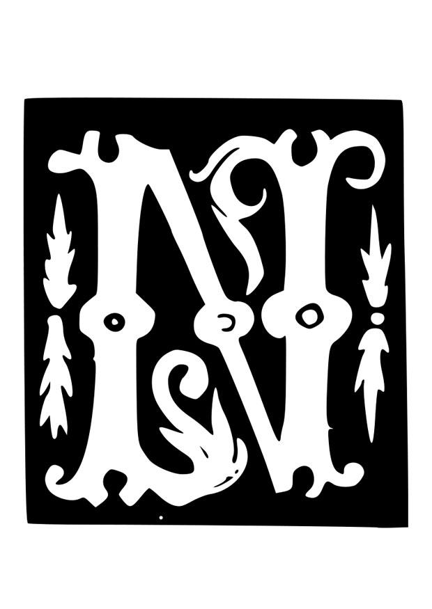 letra decorativa - n Página para colorir letra decorativa - n