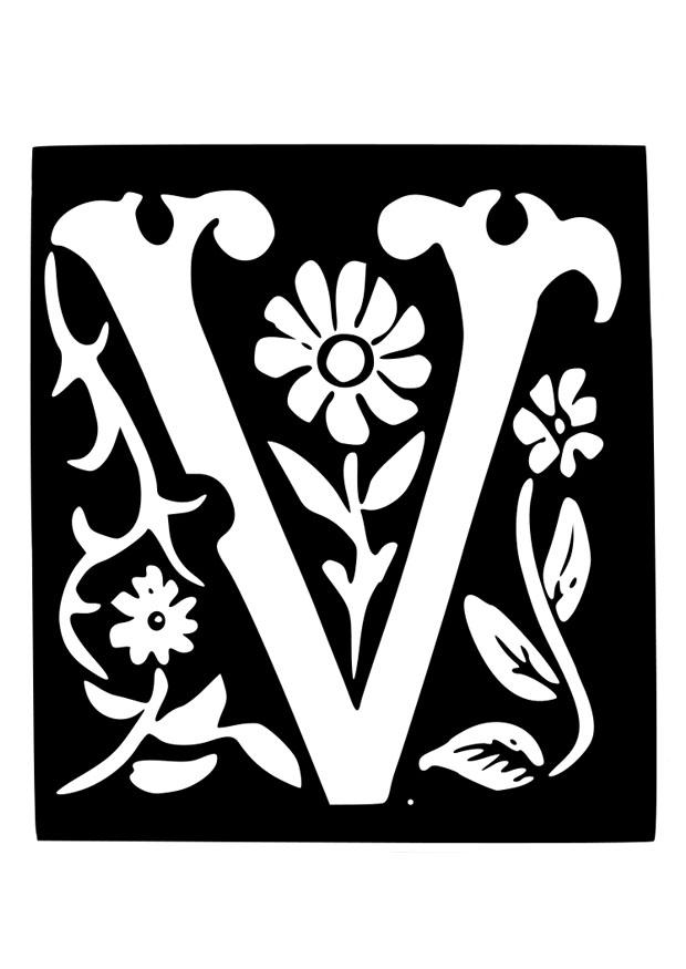 letra decorativa - v Página para colorir letra decorativa - v