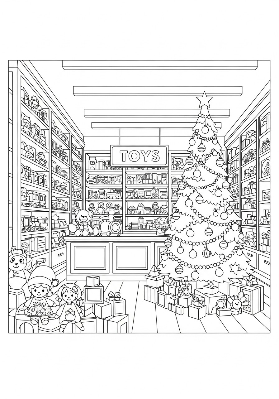 loja de brinquedos natal Página para colorir loja de brinquedos natal